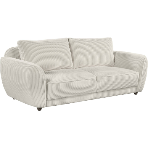 Charleston Sofa in Channel Tufted Beige Velvet & Gray Oak